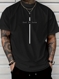 Men's T-Shirt God Is Love Simple Vertical White Line Cross Graphic T Shirt
