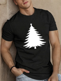 Men's T-Shirt Winter Evergreens With Crisp Pine Silhouette On Black Christmas Tree
