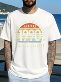 Men's T-Shirt Vintage Summer Stripes With Faded Sunset And Bold Number 1990
