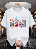 Men's T-Shirt Be Mine Rainbow Heart Sweets With Drinks Bears Cups And Love Hearts