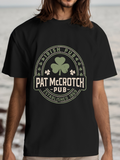 Men's T-Shirt Irish Pub Sign With Three Leaf Clover And Retro Vintage Pub Label