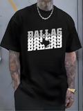 Men's T-Shirt Dallas Layered City Outline With Cowboy Silhouette Dallas
