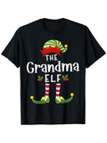 Men's T-Shirt The Grandma Elf In Festive Holiday Costume With Striped Socks Elf