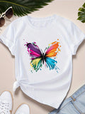Women's T-Shirt Vivid Colorful Splashes Bursting With Artistic Energy On Majestic Butterfly