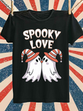 Men's T-Shirt Spooky Love With Cute Cartoon Ghosts In Halloween Hats