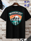 Men's T-Shirt Wanderlust Sunrise Mountains With Calm Forest And Serene Nature Scene
