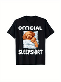 Men's T-Shirt Official Sleepshirt Fluffy Dog Resting On White Pillow Shirt