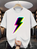 Men's T-Shirt Colorful Rainbow Neon Edged Lightning Bolt Graphic Lightning Bolt