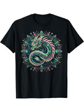 Men's T-Shirt Vibrant Mandala Glow Surrounds A Mystical Coiled Serpentine Dragon