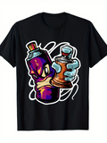 Men's T-Shirt Vibrant Graffiti With Cartoon Style Street Spray Paint Can