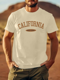 Men's T-Shirt California Vintage Campus Style Typography With Football Field Graphic