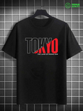 Men's T-Shirt Tokyo Bold Red Lettering Across Black Urban T Shirt