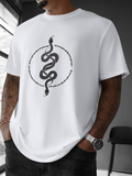 Men's T-Shirt Coiled Black Snake With Circular Barbed Wire Surrounded By White Space Snake