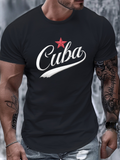 Men's T-Shirt Cuba With Red Star And Elegant Lettering Script Design