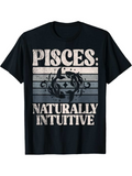 Men's T-Shirt Pisces Naturally Intuitive Vintage Striped Circle With Two Fish