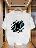 Men's T-Shirt Abstract Claw Marks With Blue Black Stitched Baseball Graphic
