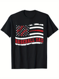 Men's T-Shirt Baseball Dad American Flag With Grunge Stripes And Baseball