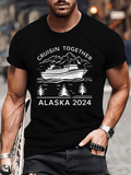 Men's T-Shirt Cruisin Together Alaska 2024 With Scenic Mountains Tall Trees And Cruise Ship