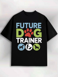 Men's T-Shirt Future Dog Trainer Colorful Paw Print And Dog Silhouette T Shirt