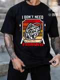 Men's T-Shirt I Dont Need Therapy Vintage Stripe With Jumping Fish Fishing