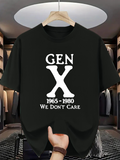 Men's T-Shirt Gen X Minimalist White Letters Across A Classic Black T Shirt