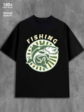 Men's T-Shirt Fishing Leaping Trout In Circular Sunburst Design Shirt