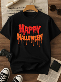 Men's T-Shirt Happy Halloween Dripping Blood Effect Festive Holiday Shirt