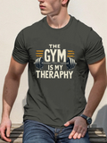 Men's T-Shirt The Gym Is My Theraphy Barbell Design With Dynamic Graphic Elements
