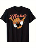Men's T-Shirt Aloha Cartoon Food Fingers With Sushi Pieces Holding Black Hand