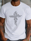 Men's T-Shirt Faith Words In Cross Silhouette With Inspirational Christian Lettering