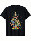 Men's T-Shirt Colorful Ocean Turtles Gathered Around Christmas Tree