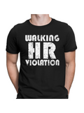 Men's T-Shirt Walking HR Violation Distressed White Bold Block Letter Print Shirt