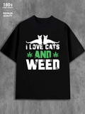 Men's T-Shirt I Love Cats And Weed White Cats With Cannabis Leaves T Shirt