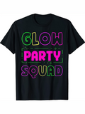 Men's T-Shirt Glow Party Squad Neon Colors With Retro 80s Graphic Lettering T Shirt