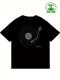 Men's T-Shirt Minimalist Spinning Lines With Tonearm On Vinyl Record