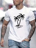 Men's T-Shirt Shaded Reflections With Palm Trees Across Silver Tranquil Sand Beach