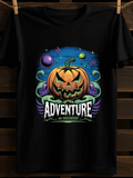 Men's T-Shirt Adventure Glowing Planets And Twisted Vines With Spooky Night Sky Pumpkin