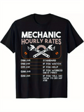 Men's T-Shirt Mechanic Hourly Rates Chart With Crossed Wrenches And Vintage Icons