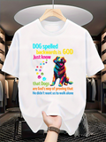 Men's T-Shirt Colorful Sitting Dog With Vibrant Lettering Surrounded By Inspirational Quotes
