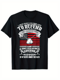 Men's T-Shirt Oath To Defend The Constitution Over American Flag With Banner And Gloves