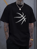 Men's T-Shirt Abstract White Lines Forming Modern Artistic Basketball