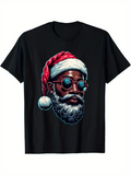 Men's T-Shirt Cool Holiday Spirit With Sunglasses And Santa Hat Portrait