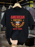 Men's T-Shirt American Football 1980 Patch Athletic Division With Orange Stars