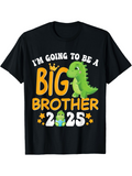 Men's T-Shirt Im Going To Be A Big Brother With Crown Stars And Cute Dinosaur