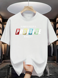 Men's T-Shirt Demonstrating Positive Energy Through Colorful Block Letters T Shirt