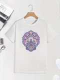 Men's T-Shirt Violet Blue Mandala With Detailed Floral Layers Pattern