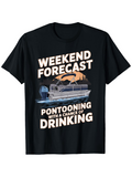 Men's T-Shirt Weekend Forecast Sunset Over Water Featuring Leisure Pontoon Boat