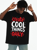 Men's T-Shirt Create Cool Things Daily Artistic Lettering Surrounded By Playful Red Dots T Shirt
