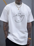 Men's T-Shirt Be Happy Handwritten Smiling Face With Whimsical Minimalist Doodle Lines T Shirt