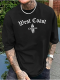 Men's T-Shirt West Coast California Vintage Surf Graphic Under Bold Lettering Surfboard